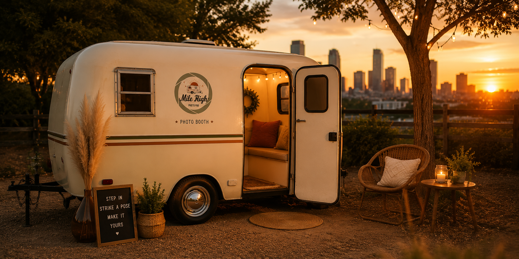 Mile High Photo Pod at an outdoor evening event